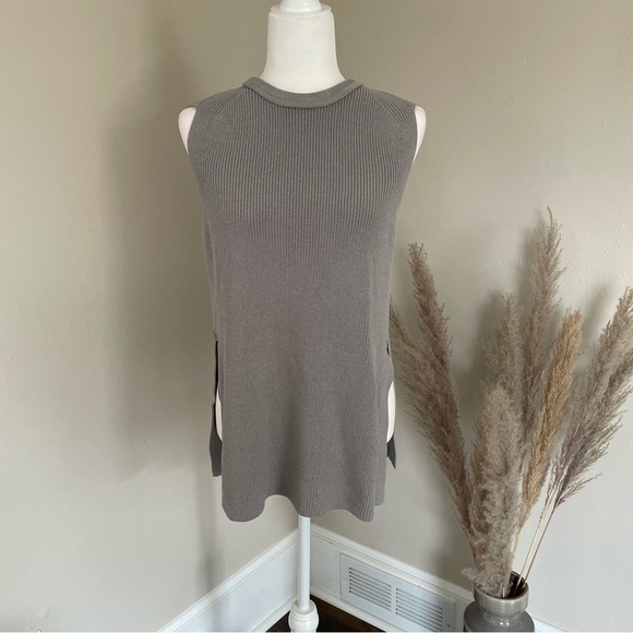Wilfred Aritzia Palmier Sweater Side Split Knit Sleeveless Tank Top Gray Size M - Picture 8 of 11